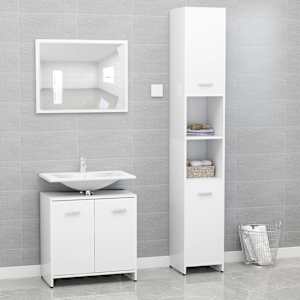 Kopalniško pohištvo 3 kosi bele barve iverna plošča