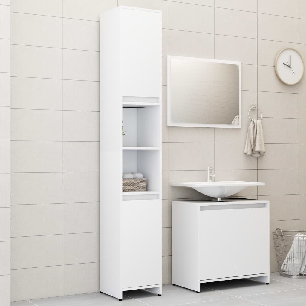 vidaXL 3-cz. zestaw mebli �azienkowych, bia�y, materia� drewnopochodny