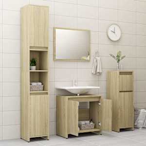 vidaXL 3 Piece Bathroom Furniture Set Sonoma Oak Engineered Wood