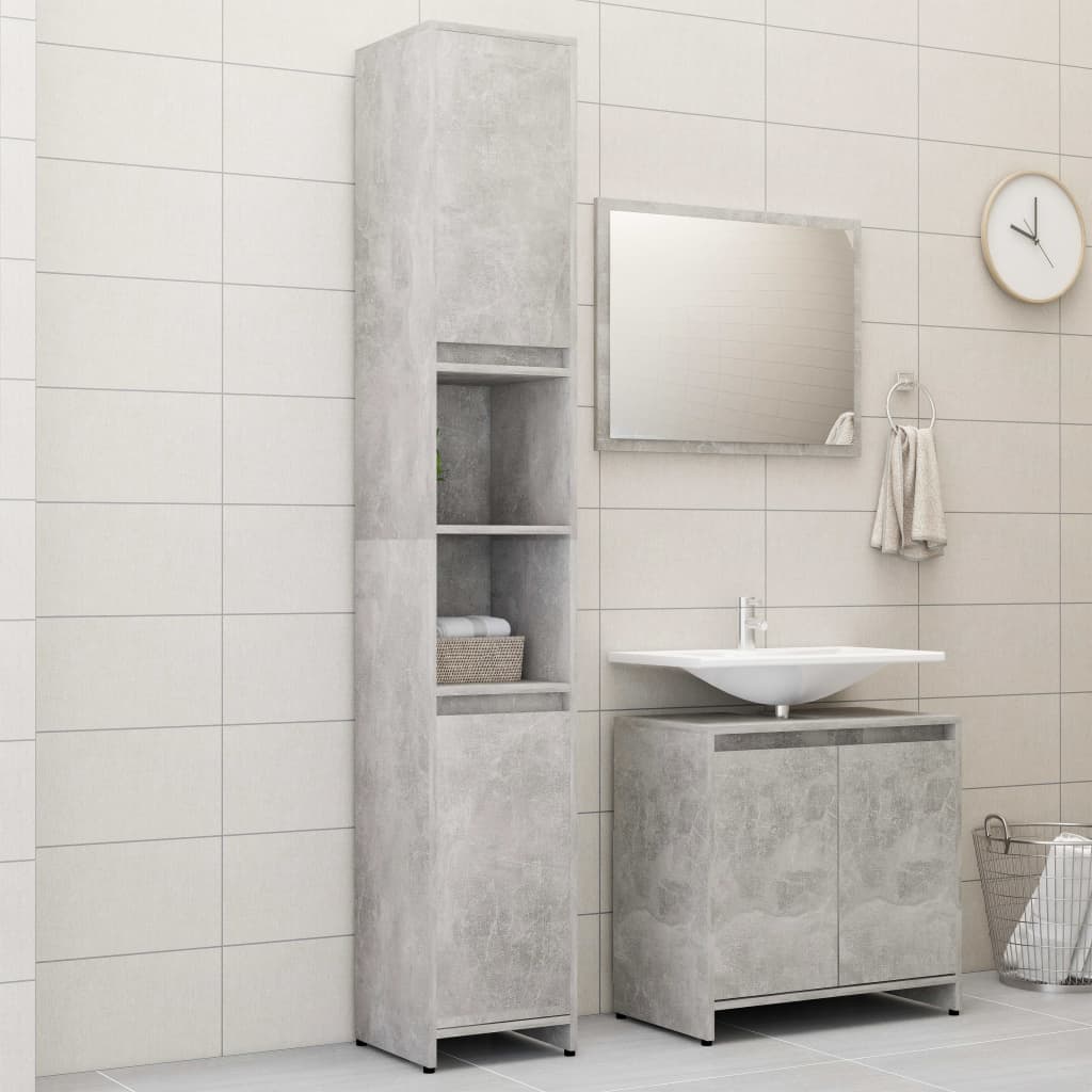 Poza vidaXL Set mobilier baie, 3 piece, gri beton, PAL
