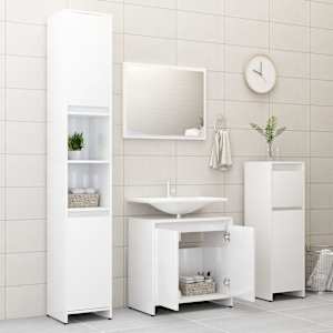 vidaXL 3 Piece Bathroom Furniture Set High Gloss White Engineered Wood
