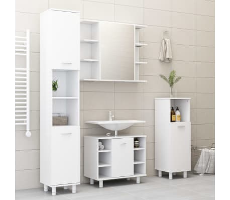 vidaXL 3 Piece Bathroom Furniture Set White Engineered Wood