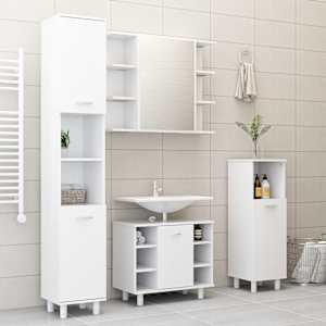 vidaXL 3 Piece Bathroom Furniture Set White Engineered Wood