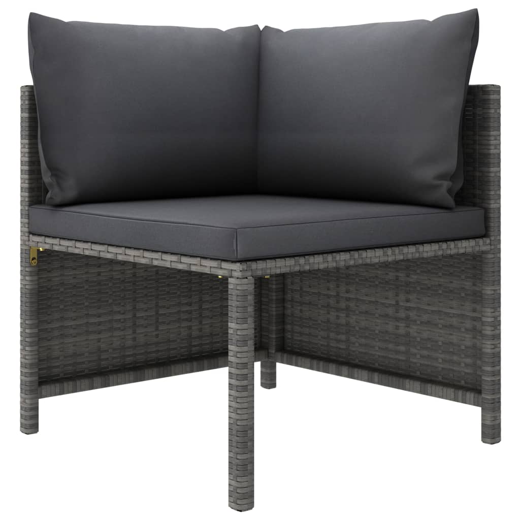 Image of vidaXL Sectional Corner Sofa with Cushions Grey Poly Rattan