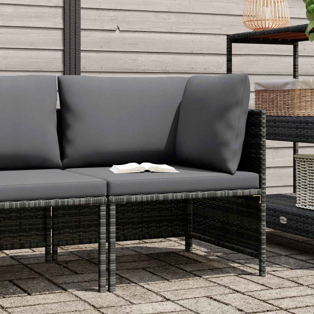 Thumbnail - vidaXL Modulares Ecksofa mit Kissen Grau Poly Rattan