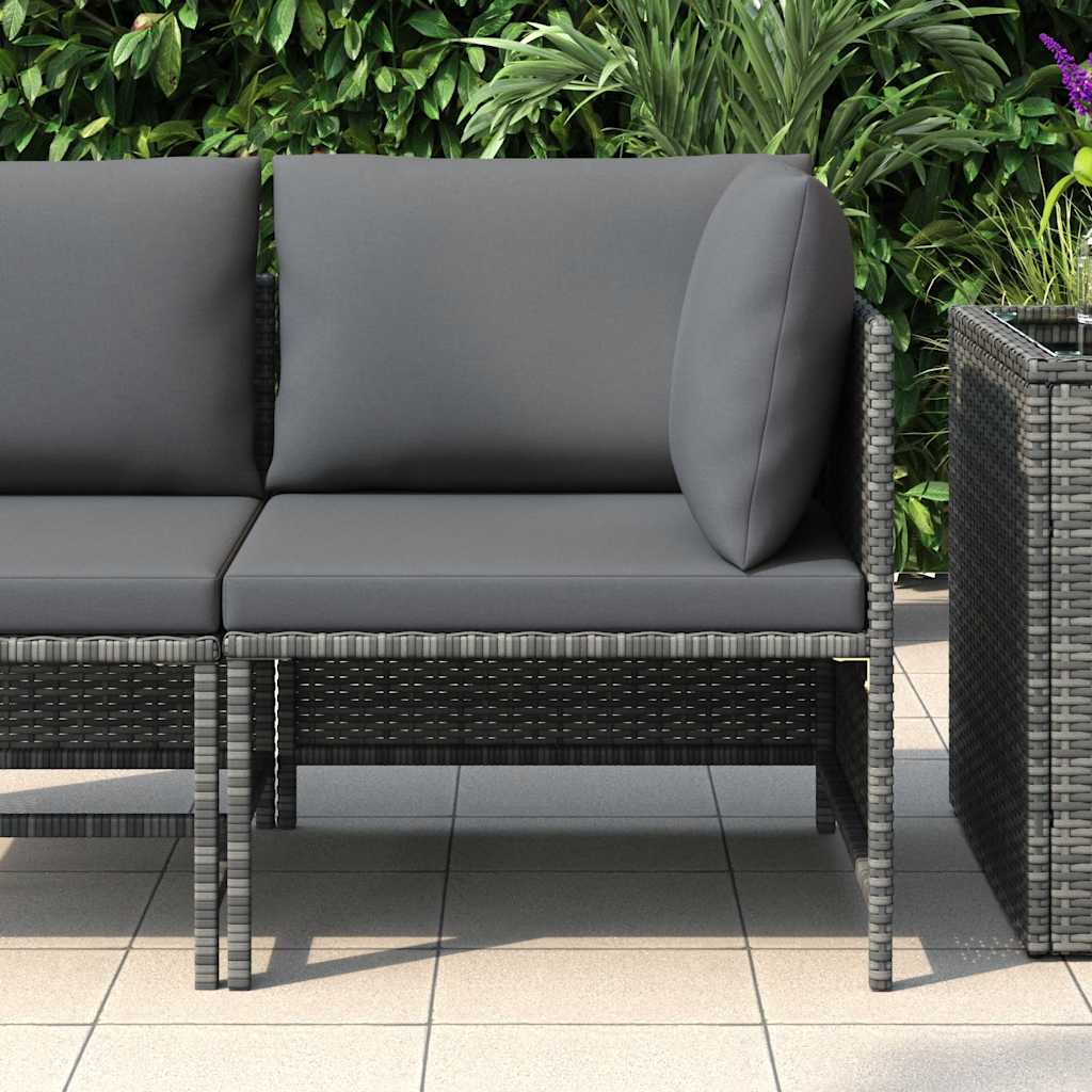 Thumbnail - vidaXL Modulares Ecksofa mit Kissen Grau Poly Rattan