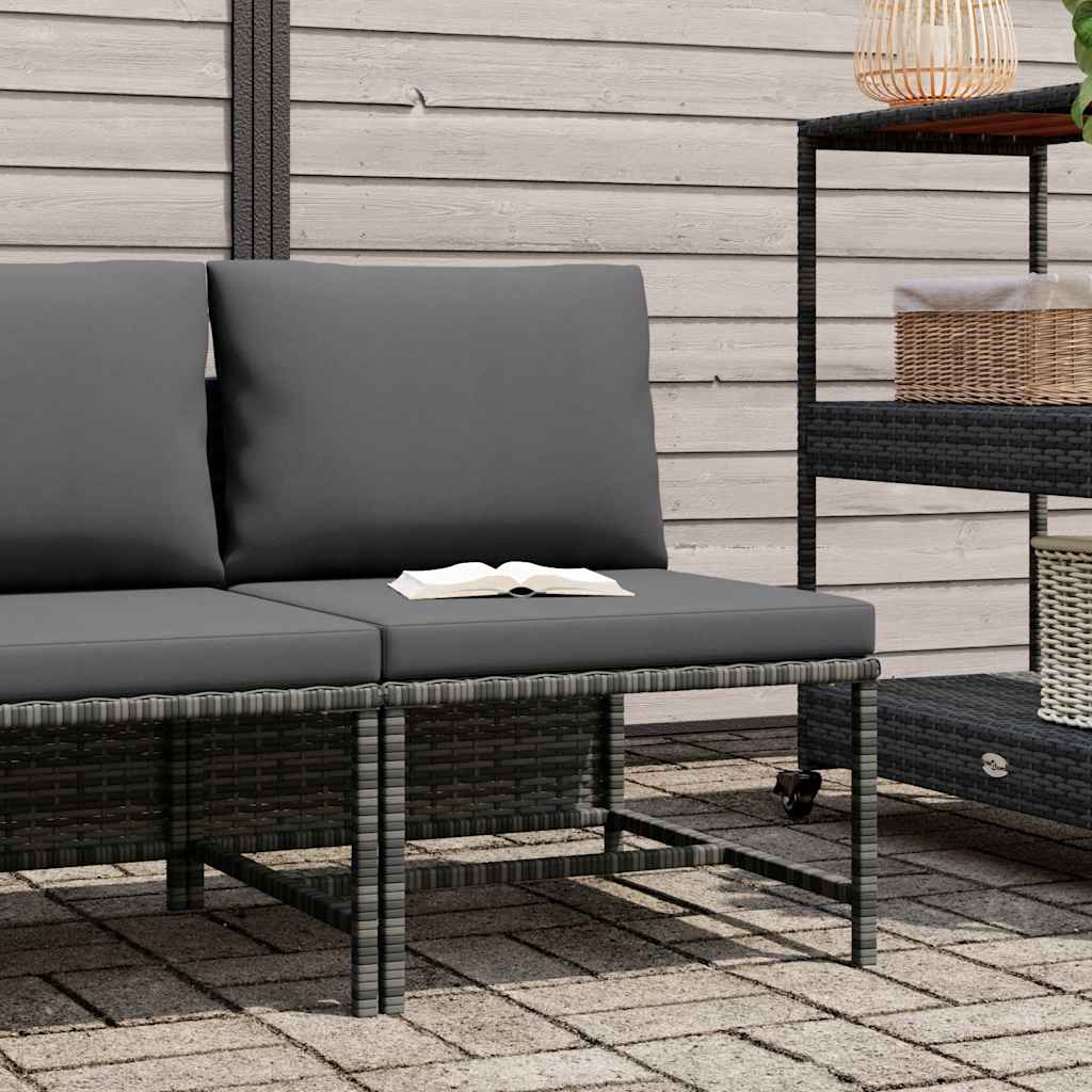 Thumbnail - vidaXL Modulares Mittelsofa mit Kissen Grau Poly Rattan