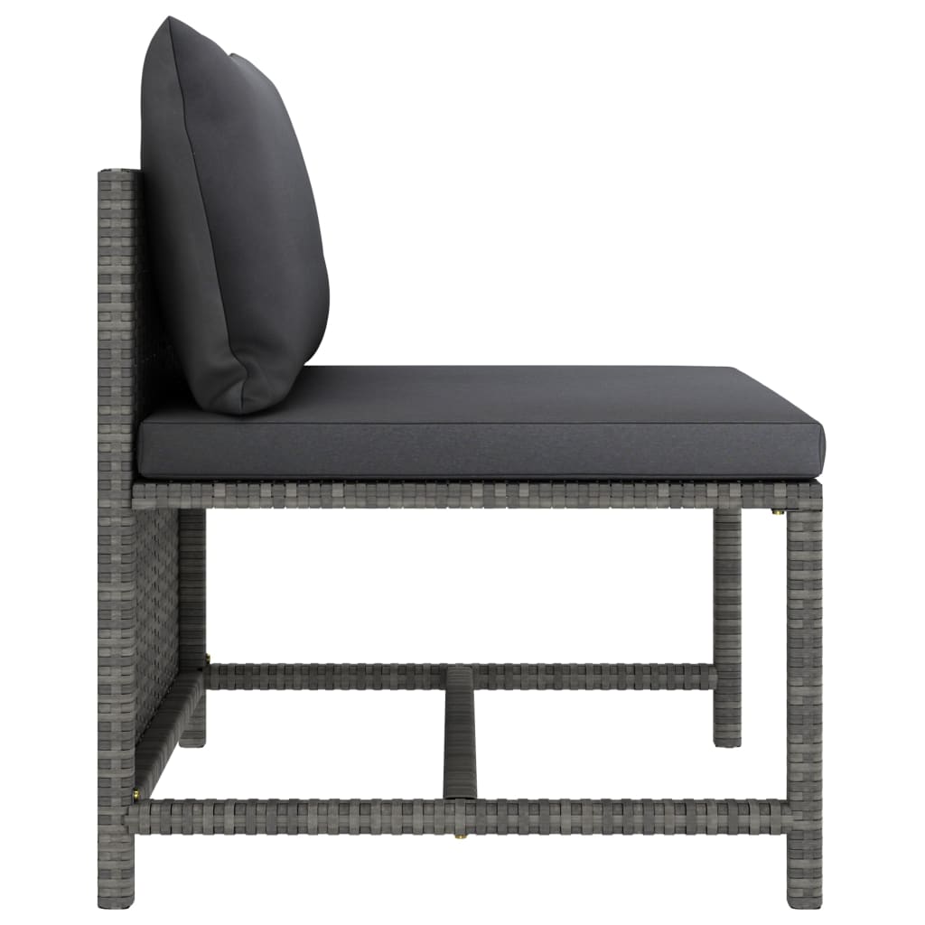 Thumbnail - vidaXL Modulares Mittelsofa mit Kissen Grau Poly Rattan