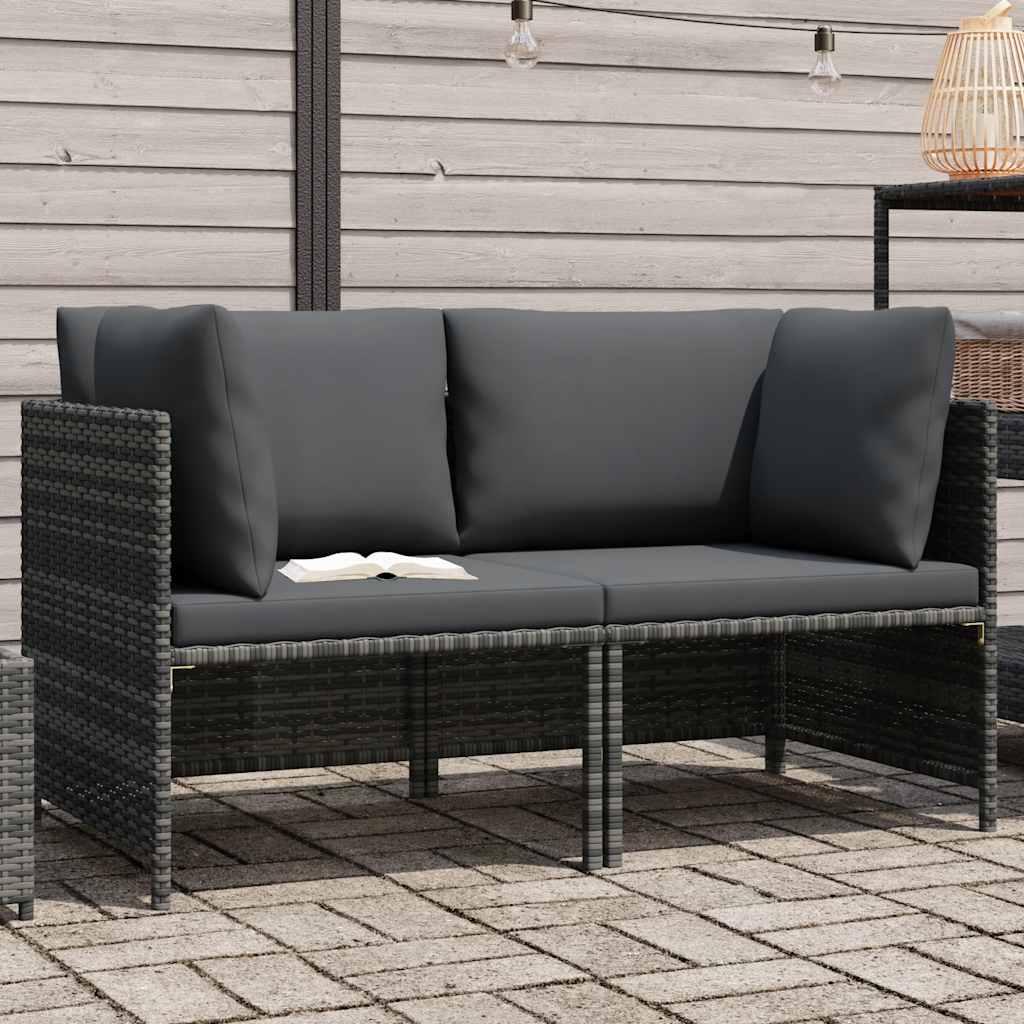Thumbnail - vidaXL 2-Sitzer-Gartensofa mit Polstern Grau Poly Rattan