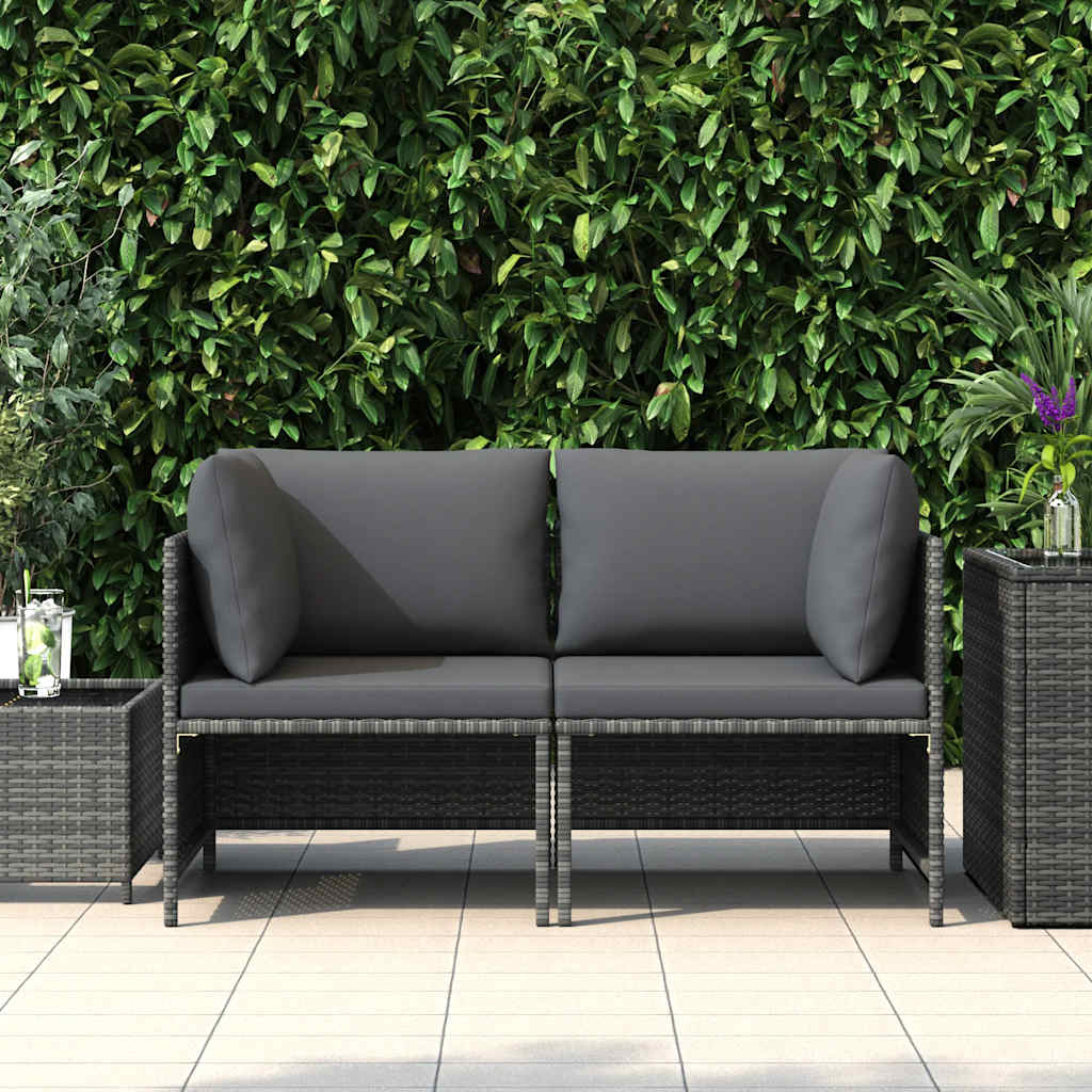 Thumbnail - vidaXL 2-Sitzer-Gartensofa mit Polstern Grau Poly Rattan