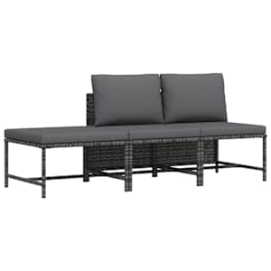 vidaXL 3-osaline aiam&ouml;&ouml;blikomplekt patjadega, hall, pol&uuml;rotang