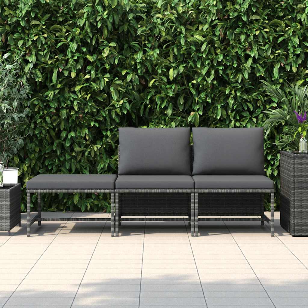 Thumbnail - vidaXL 3-tlg. Garten-Sofagarnitur mit Kissen Grau Poly Rattan