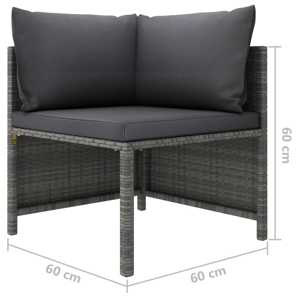 4-Sitzer-Gartensofa mit Kissen Grau Poly Rattan kaufen