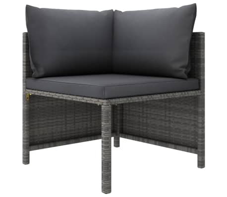 VidaXL 5 Piece Patio Sofa Set With Cushions Gray Poly Rattan | VidaXL.com