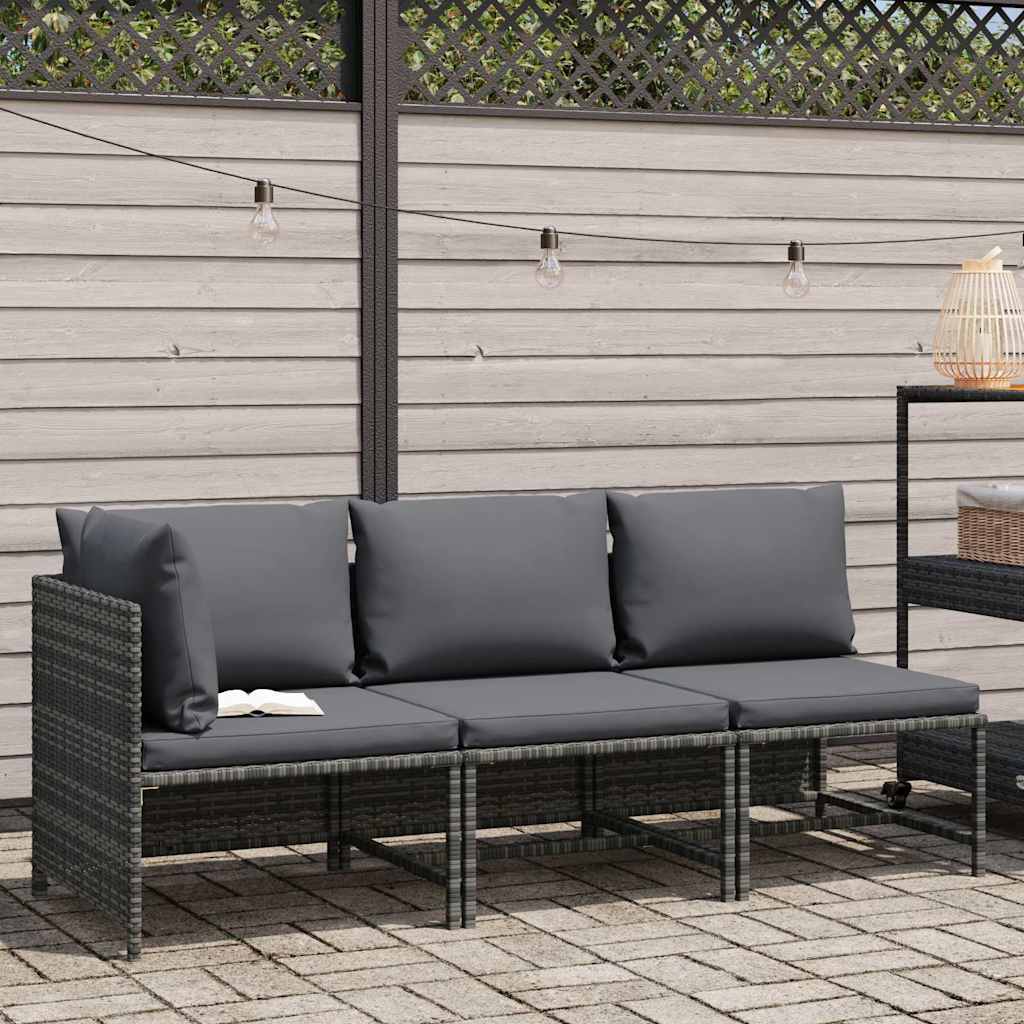 Hjørnedel Til Sofa Med Hynder Polyrattan - Grå / hjørnedel 2x midterdel