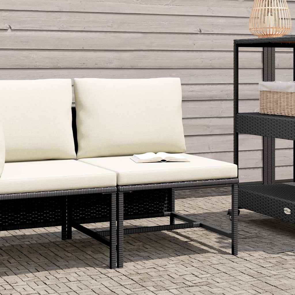 Thumbnail - vidaXL Modular-Mittelsofa mit Kissen Schwarz Poly Rattan