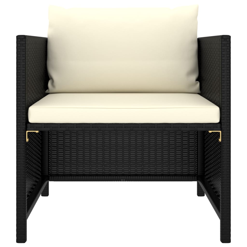 vidaXL Tuinbank met kussens poly rattan zwart afbeelding