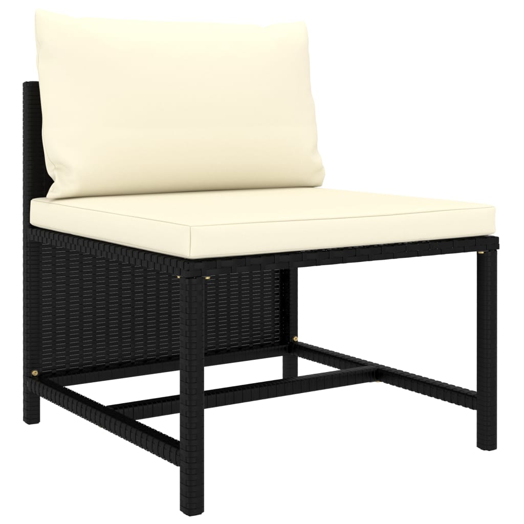 vidaXL 3-delige Loungeset met kussens poly rattan zwart afbeelding