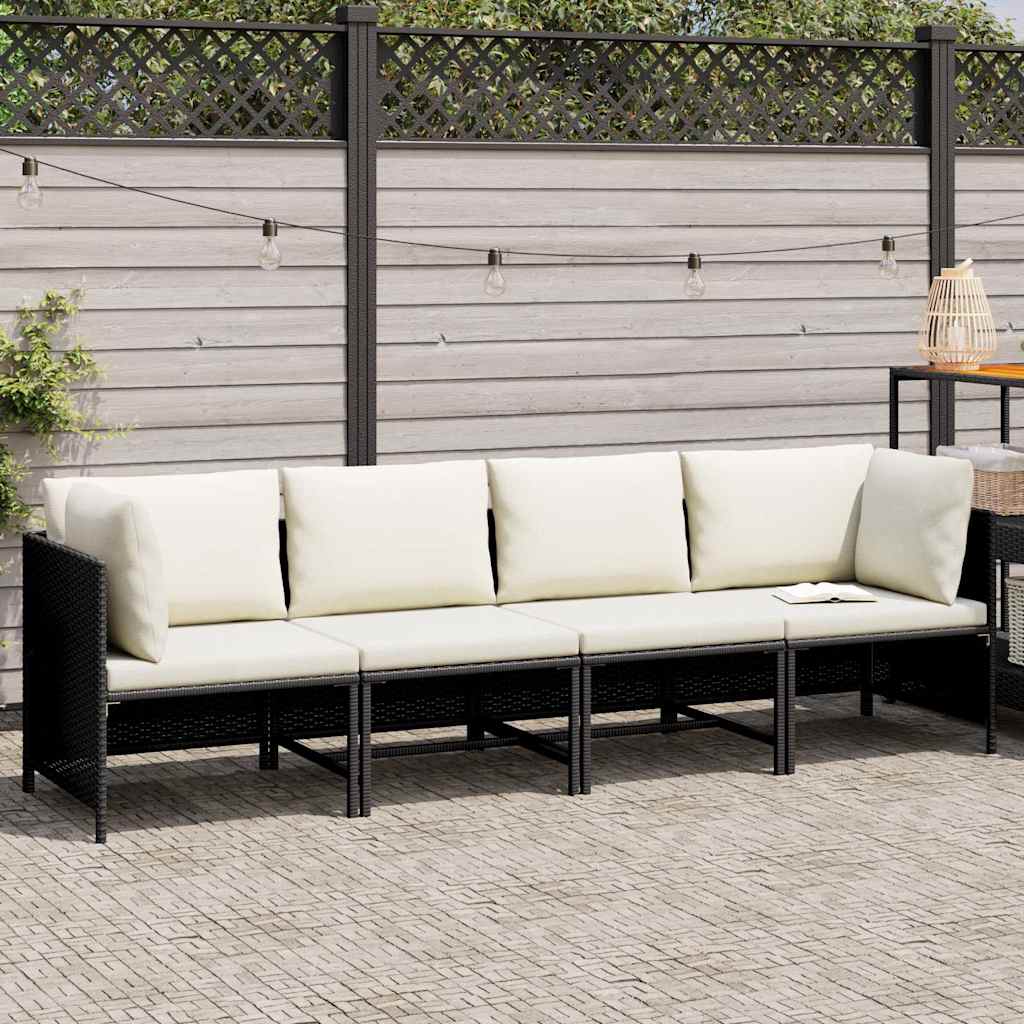 Thumbnail - vidaXL 4-Sitzer-Gartensofa mit Auflagen Schwarz Poly Rattan