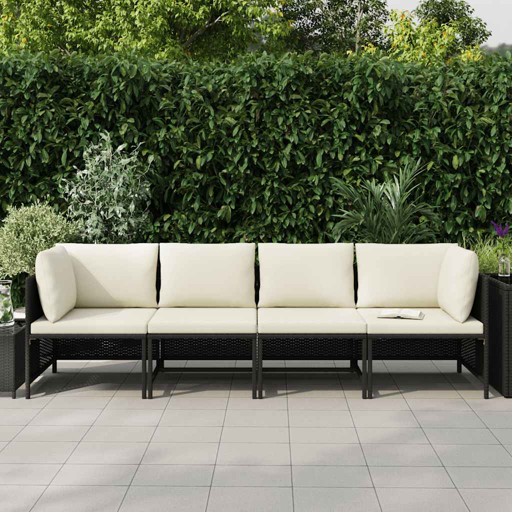 Thumbnail - vidaXL 4-Sitzer-Gartensofa mit Auflagen Schwarz Poly Rattan