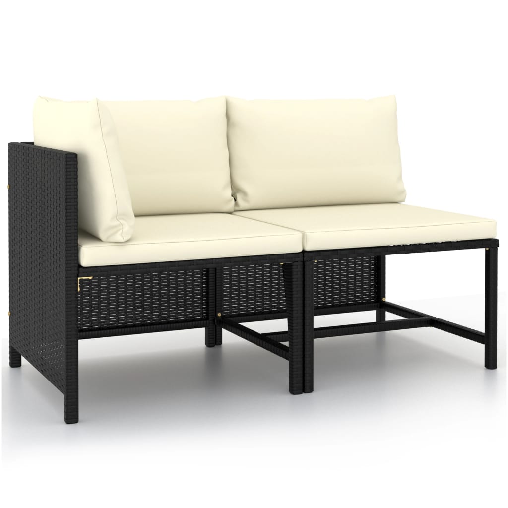 Photos - Garden Furniture VidaXL 2 Piece Patio Sofa Set with Cushions Black Poly Rattan 