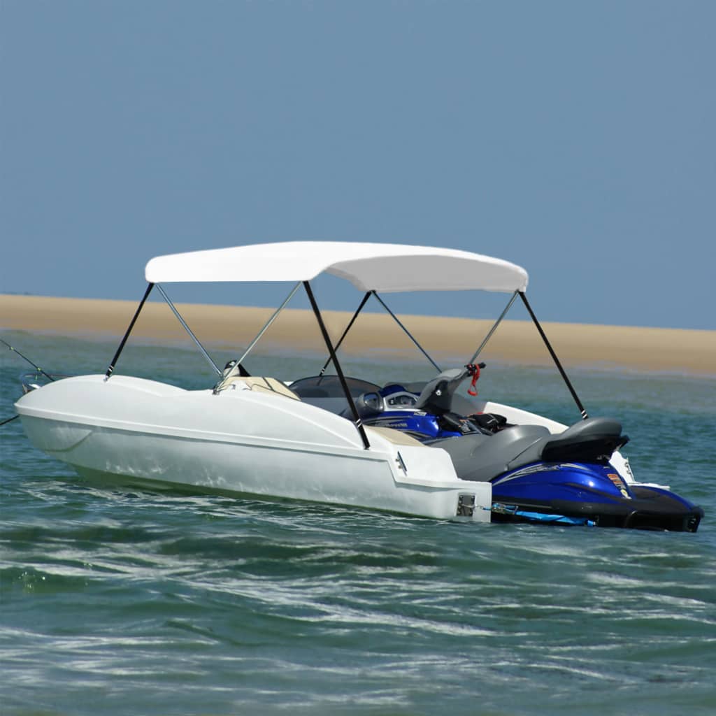 vidaXL Parasolar barcă Bimini cu 2 arcuri, alb, 180 x 150 x 110 cm