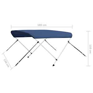 Bimini stříška se 2 oblouky námořnická modrá 180 x 130 x 110 cm - obrázek 13