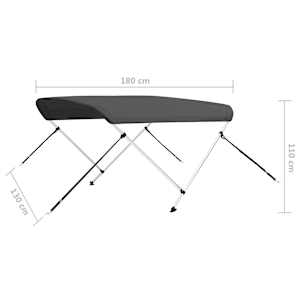 Bimini stříška se 2 oblouky antracitová 180 x 130 x 110 cm - obrázek 13