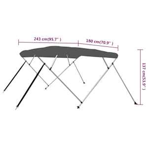 Bimini stříška se 4 oblouky antracitová 243 x 180 x 137 cm - obrázek 12
