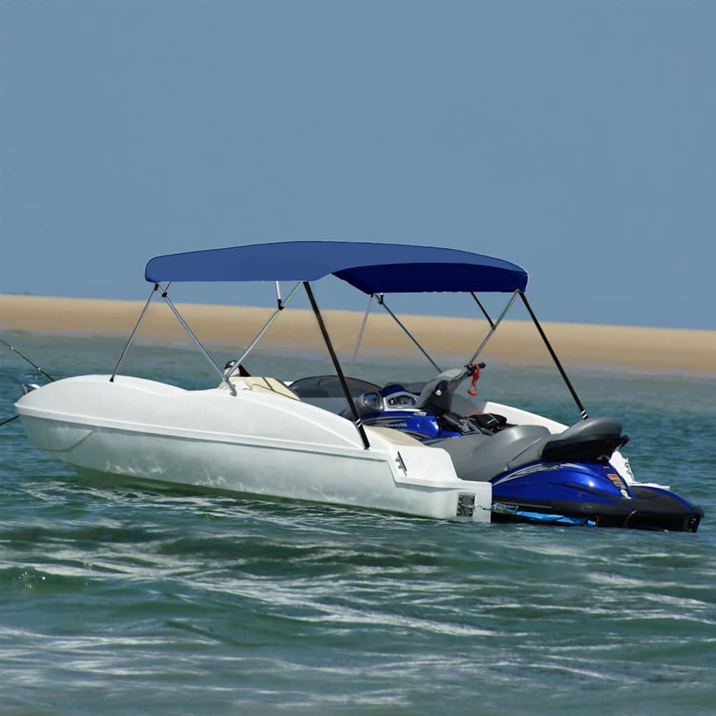 vidaXL biminitop med 4 buer 243x(230-244)x137 cm marineblå
