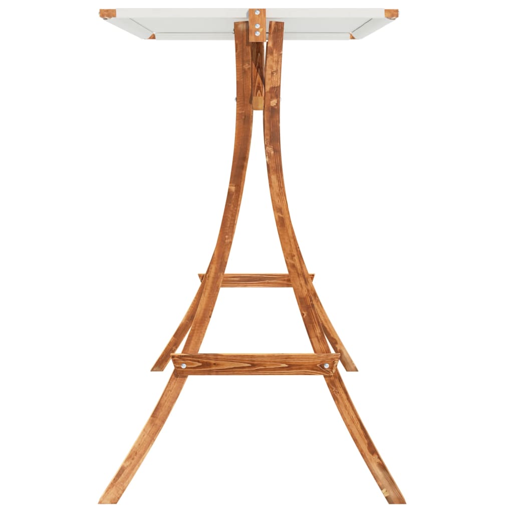 Swing Frame With Cream Roof Solid Bent Wood With Teak Finish VidaXL 16 width=274