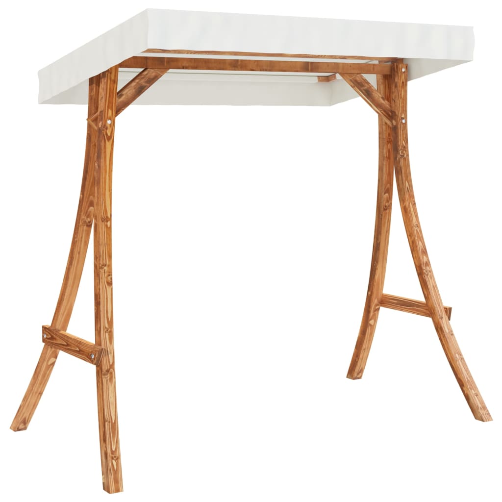 

vidaXL Schommelframe met crèmekleur dak gebogen hout met teakafwerking