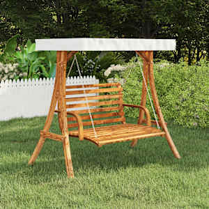 Okvir za gugalnico s krem streho trden ukrivljen les s tikovino