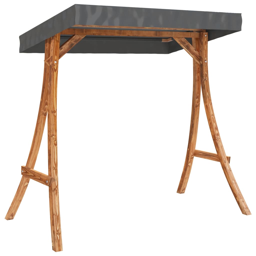 vidaXL Schommelframe met antracietkleur dak gebogen hout teakafwerking afbeelding