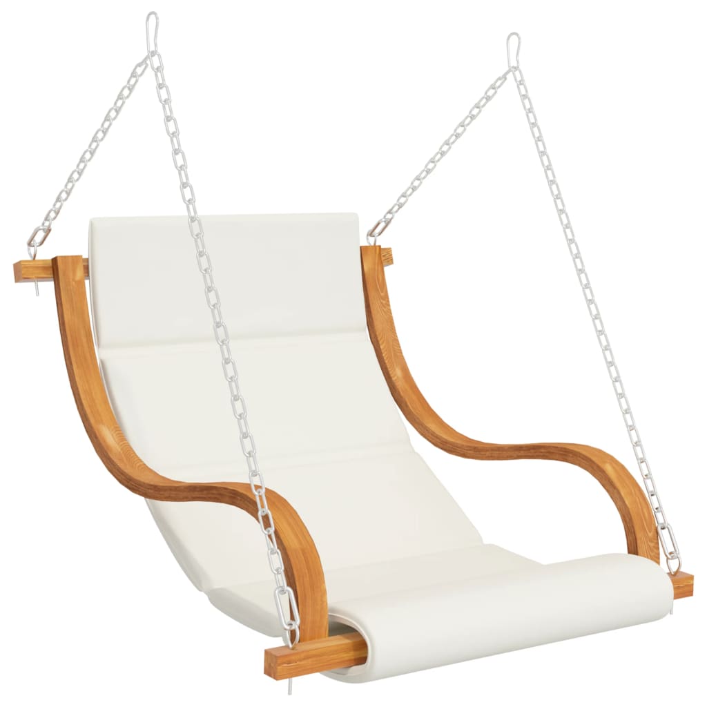 Image of vidaXL Swing Chair with Cream Cushion Bent Wood with Teak Finish