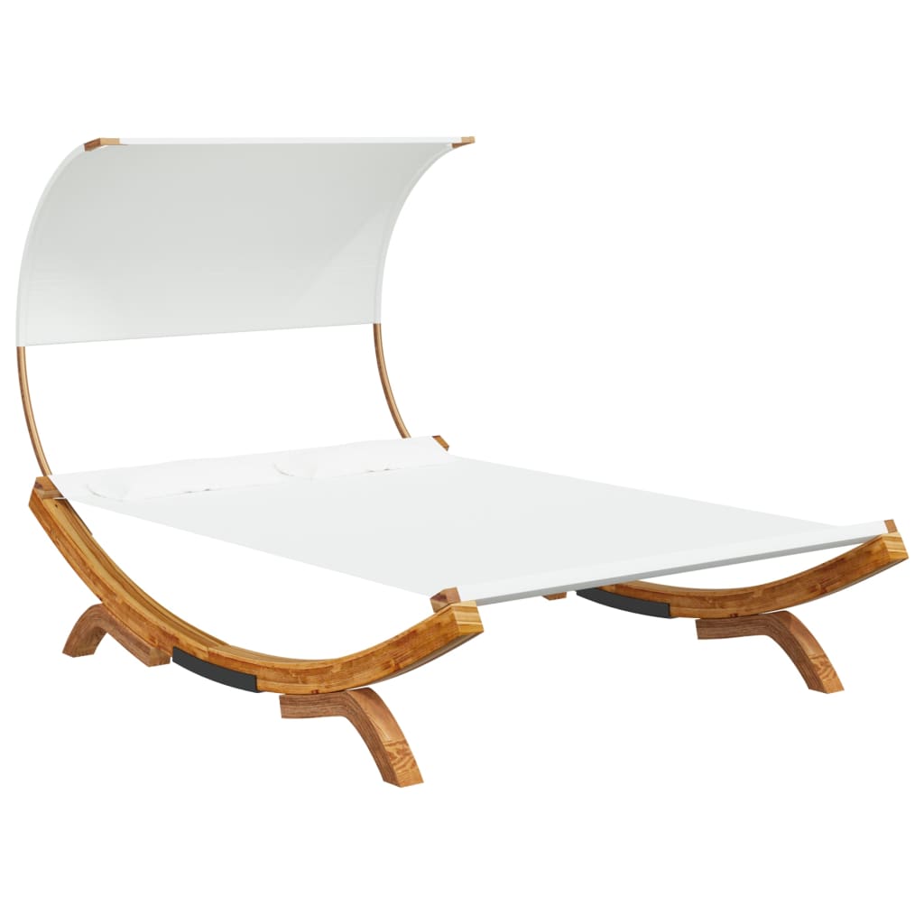 Image of vidaXL Outdoor Lounge Bed with Canopy 165x203x126 cm Solid Bent Wood Cream