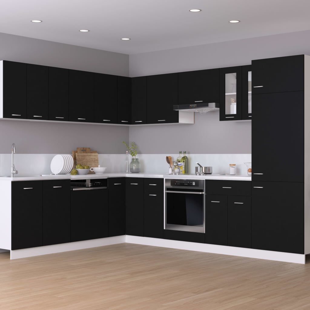 virtuves skapīši, 2 gab., melni, 50x31x60 cm, skaidu plāksne | Stepinfit.lv