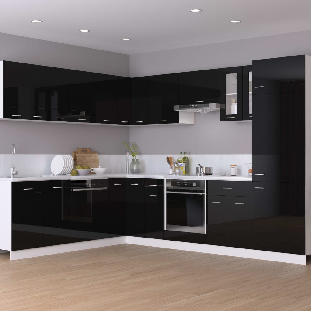 vidaXL Hanging Cabinets 2 pcs High Gloss Black 50x31x60 cm Engineered Wood