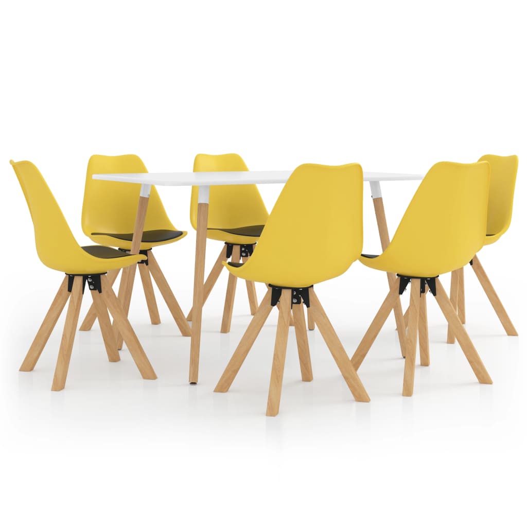 vidaXL Set mobilier de bucătărie, 7 piese, galben și negru vidaXL imagine noua 2022