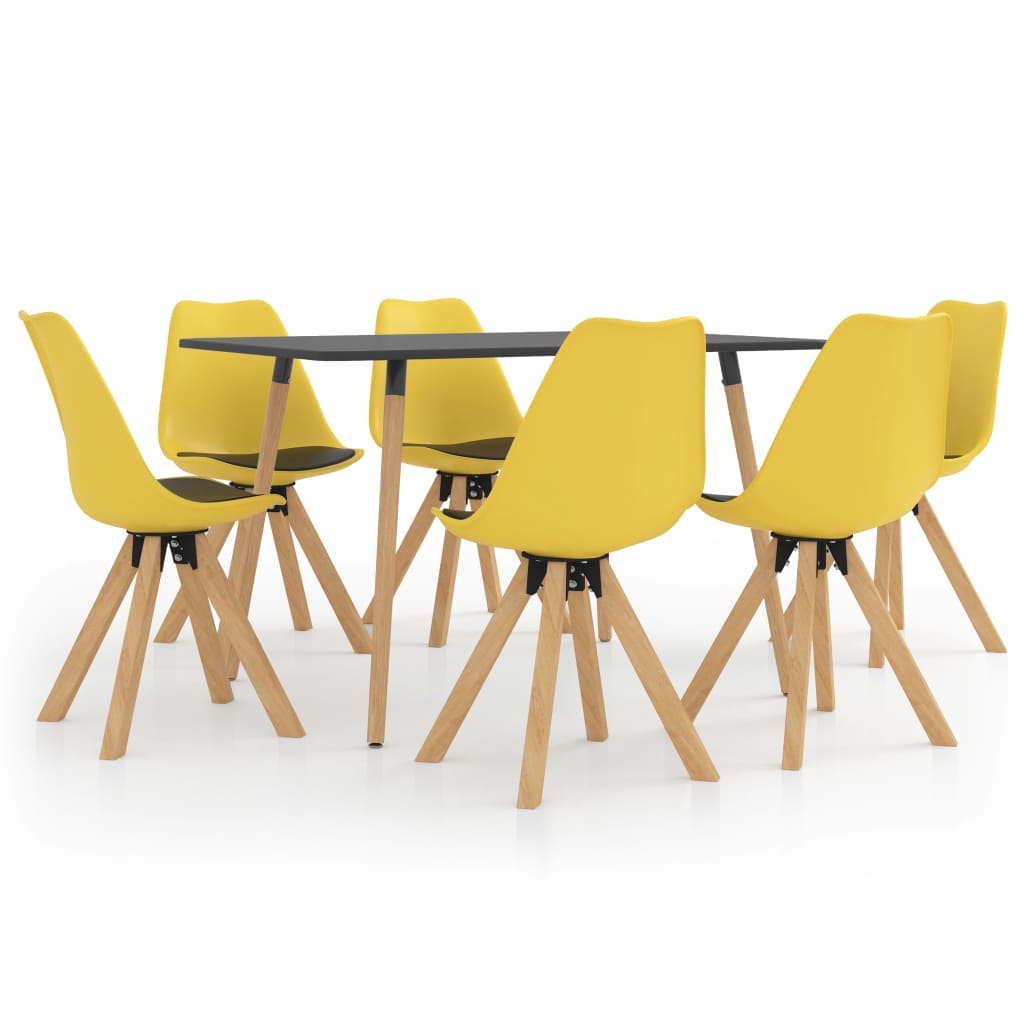 vidaXL Set mobilier de bucătărie, 7 piese, galben și negru vidaXL imagine noua 2022