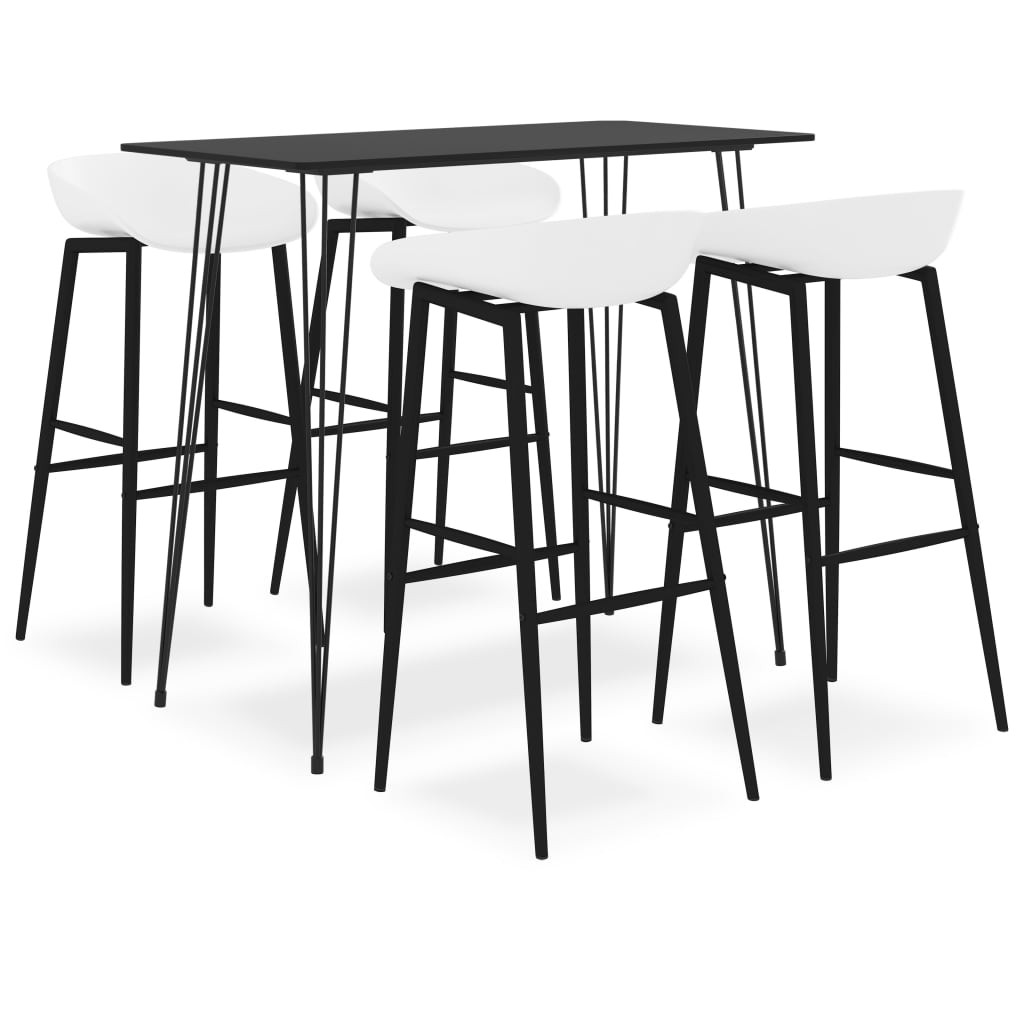 vidaXL Set mobilier de bar, 5 piese, negru și alb