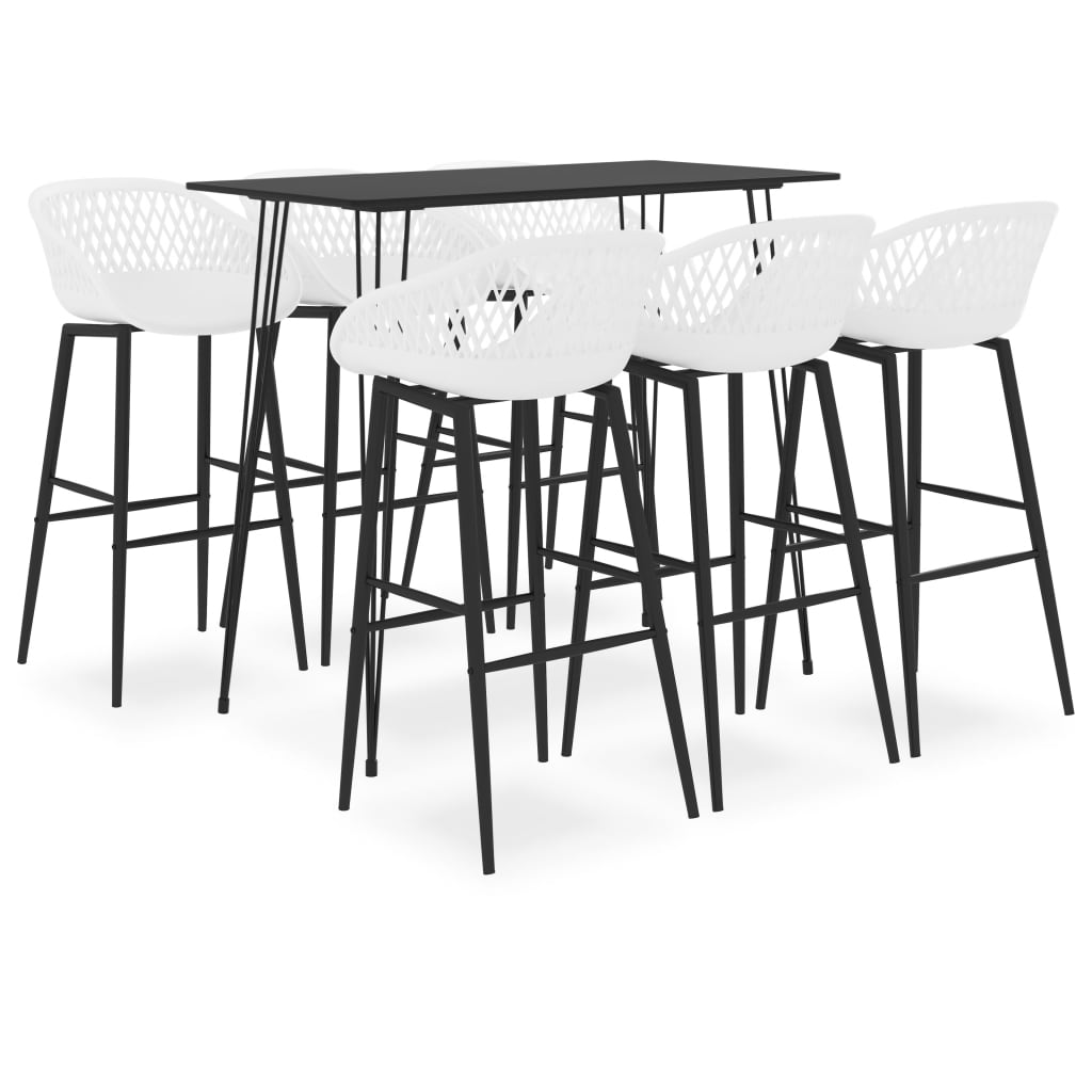 vidaXL Set mobilier de bar, 7 piese, negru și alb