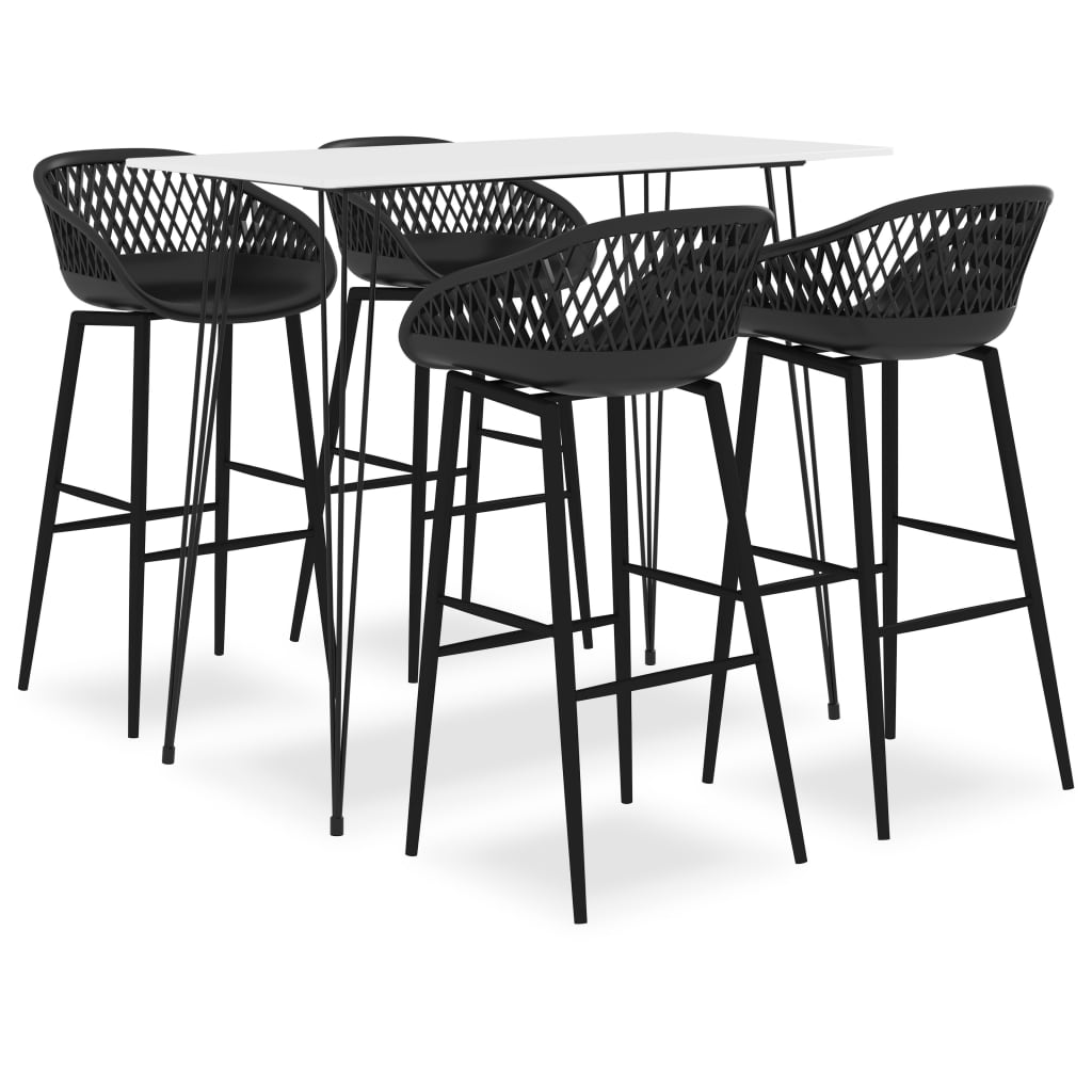 vidaXL Set mobilier de bar, 5 piese, alb și negru