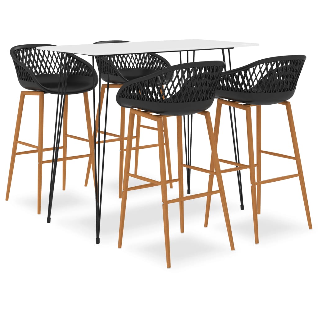 vidaXL Set mobilier de bar, 5 piese, alb și negru