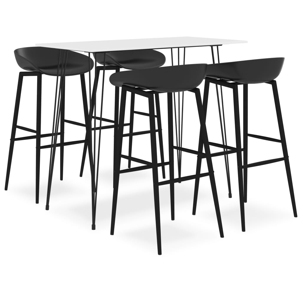 vidaXL Set mobilier de bar, 5 piese, alb și negru