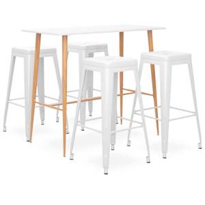 vidaXL 5-osaline baarikomplekt, kangas, valge