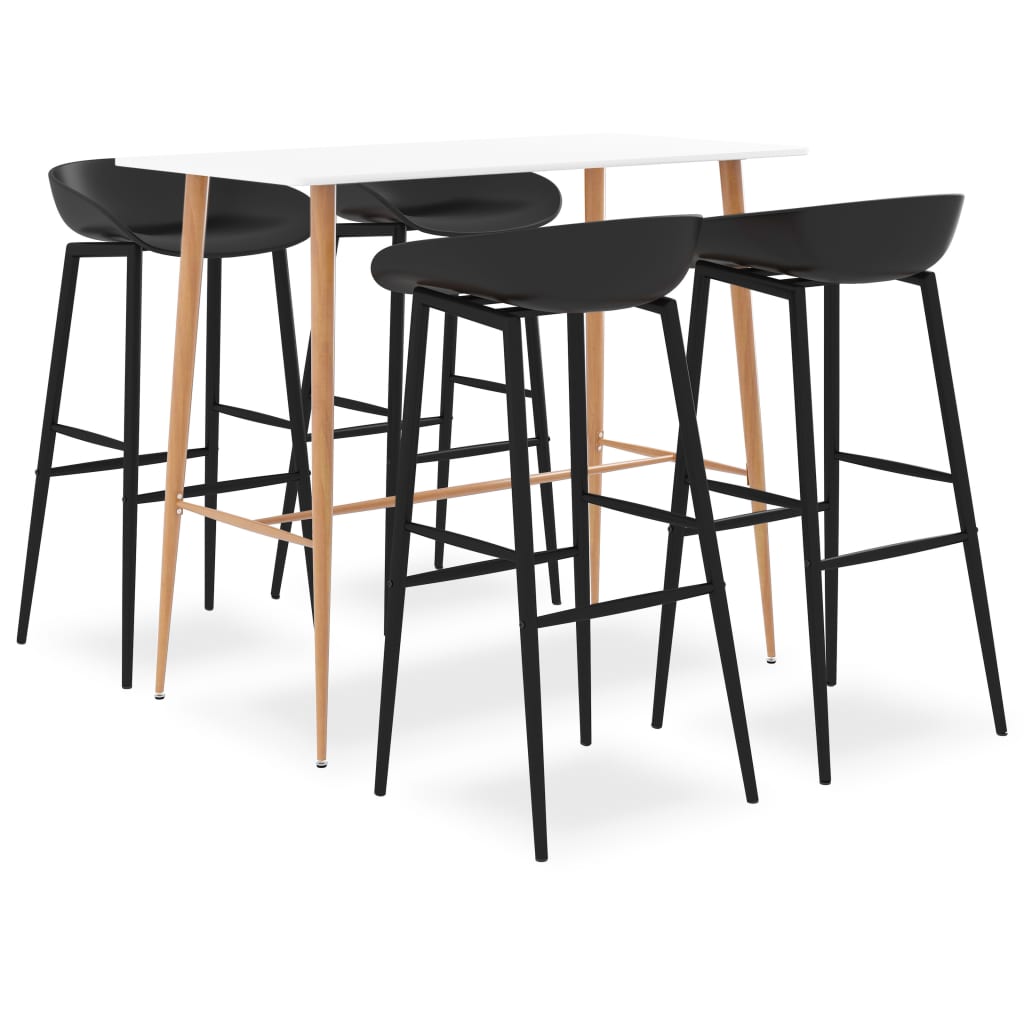 vidaXL Set mobilier de bar, 5 piese, alb și negru