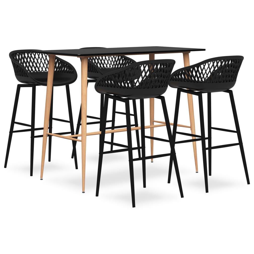 vidaXL Set mobilier de bar, 5 piese, negru