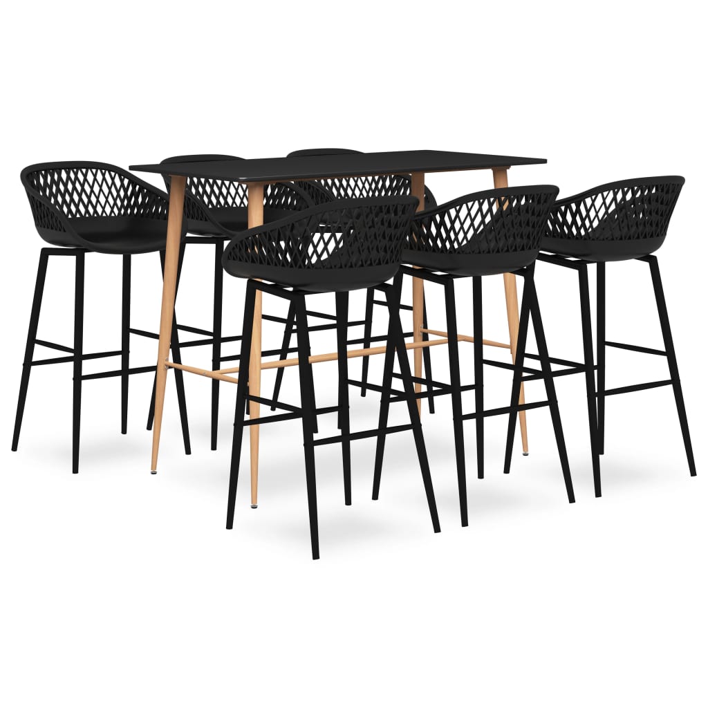 vidaXL Set mobilier de bar, 7 piese, negru vidaXL imagine model 2022