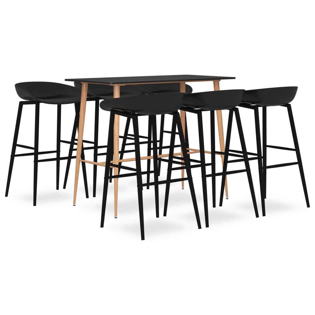 vidaXL 7-tlg. Bar-Set Schwarz